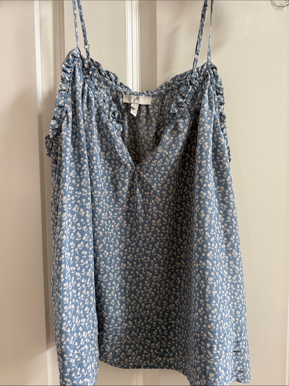 JOIE 100% silk Blue Floral Spaghetti-Strap Women's Top